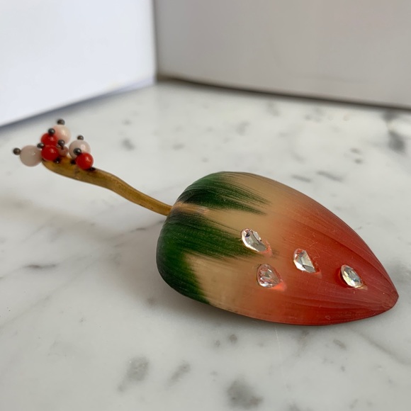 Alexis Bittar Jewelry - Vintage Alexis Bittar strawberry lucite brooch.